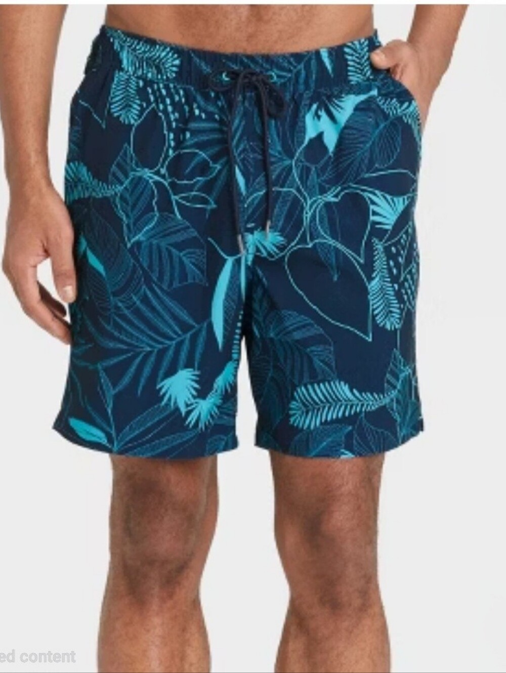 Goodfellow & Co. Men's 7" Line Leaf Swim Trunk with Liner - Size Medium